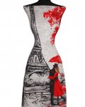 Pleteninovy uplet Melange s potlacou, vzor 'Pariz v cervenej (raport)'